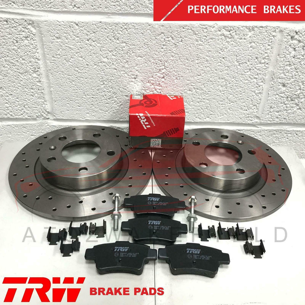 FOR VAUXHALL CORSA 1.6 VXR REAR PERFORMANCE DRILLED BRAKE DISCS TRW PADS 264mm