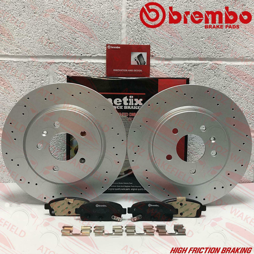 FOR VAUXHALL OPEL ASTRA J GTC VXR REAR DRILLED BRAKE DISCS BREMBO PADS 315mm