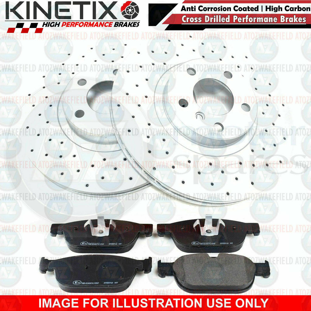 FOR VOLVO S60 T5 R 2019- FRONT CROSS DRILLED PERFORMANCE BRAKE DISCS PADS 345mm