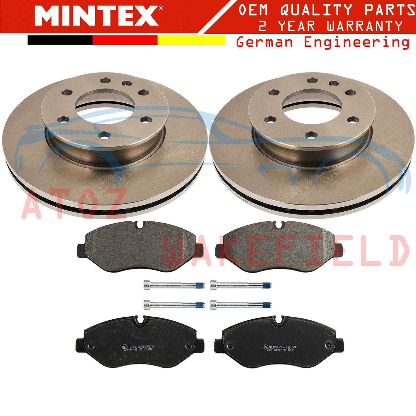 FOR VW CRAFTER 2.5 TDi 2006- FRONT MINTEX BRAKE DISCS PADS SET KIT 300mm