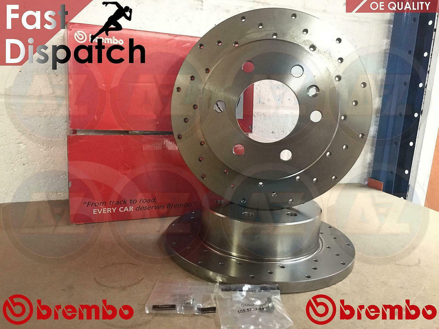 FOR VW CRAFTER 2.0 TDi 30-35 30-50 2006- REAR BREMBO DRILLED BRAKE DISCS SCREWS
