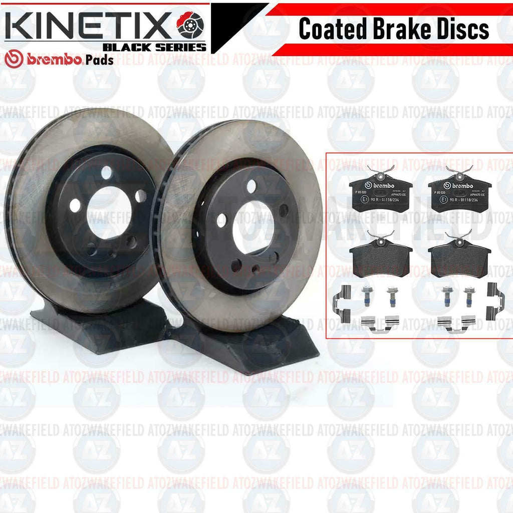 FOR VW GOLF 1.9 TDI ANNIVERSARY MK4 REAR COATED BRAKE DISCS BREMBO PADS 256mm