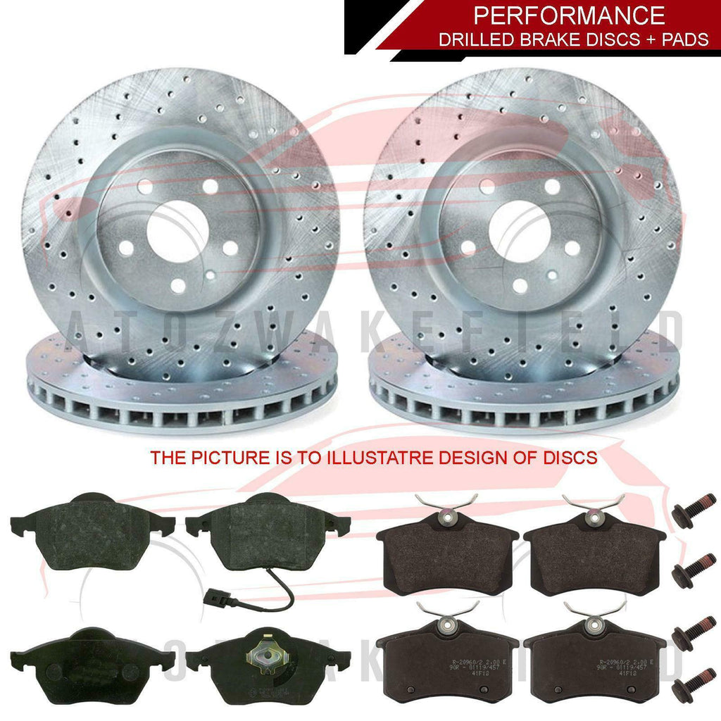 FOR VW GOLF AUDI A3 SEAT LEON SKODA FABIA DRILLED FRONT REAR BRAKE DISCS PADS