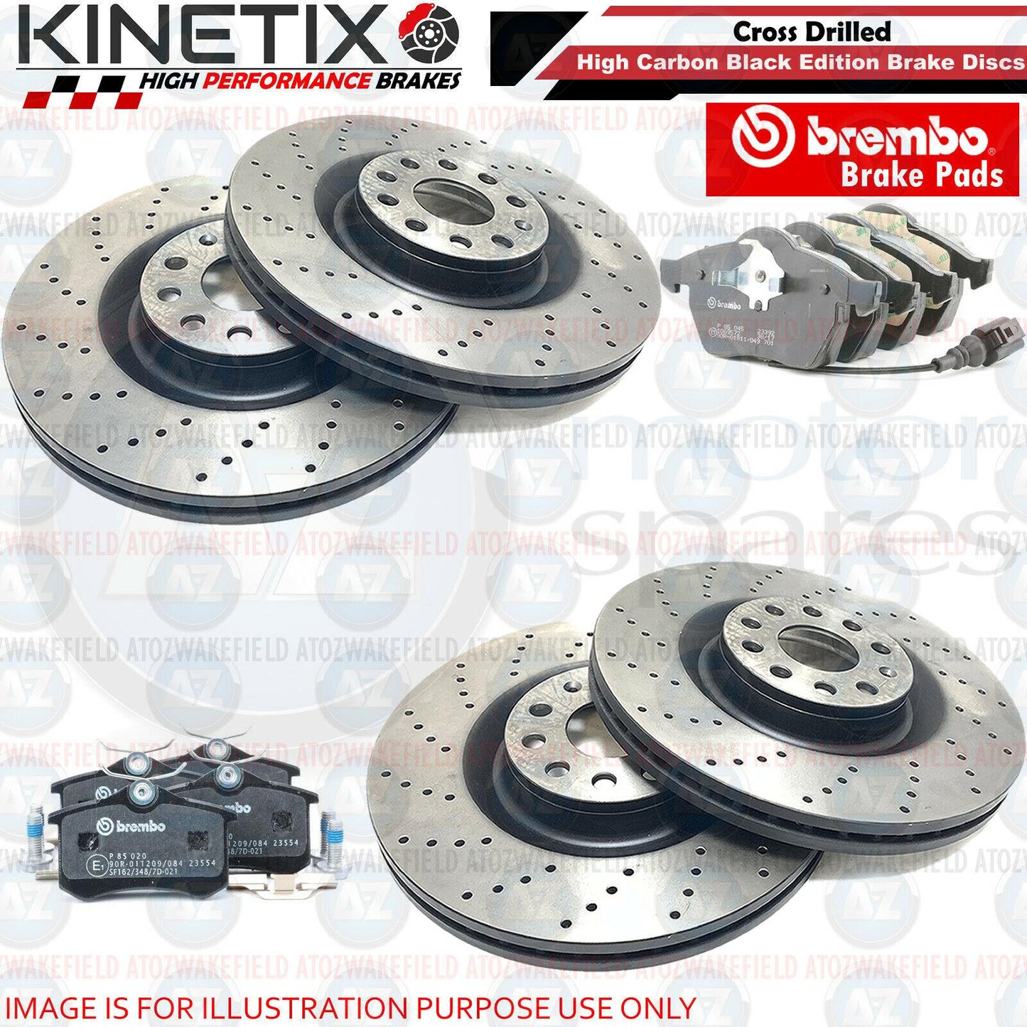 FOR VW GOLF MK4 GTi 1.8T FRONT REAR CROSS DRILLED BRAKE DISCS BREMBO PADS FR RR