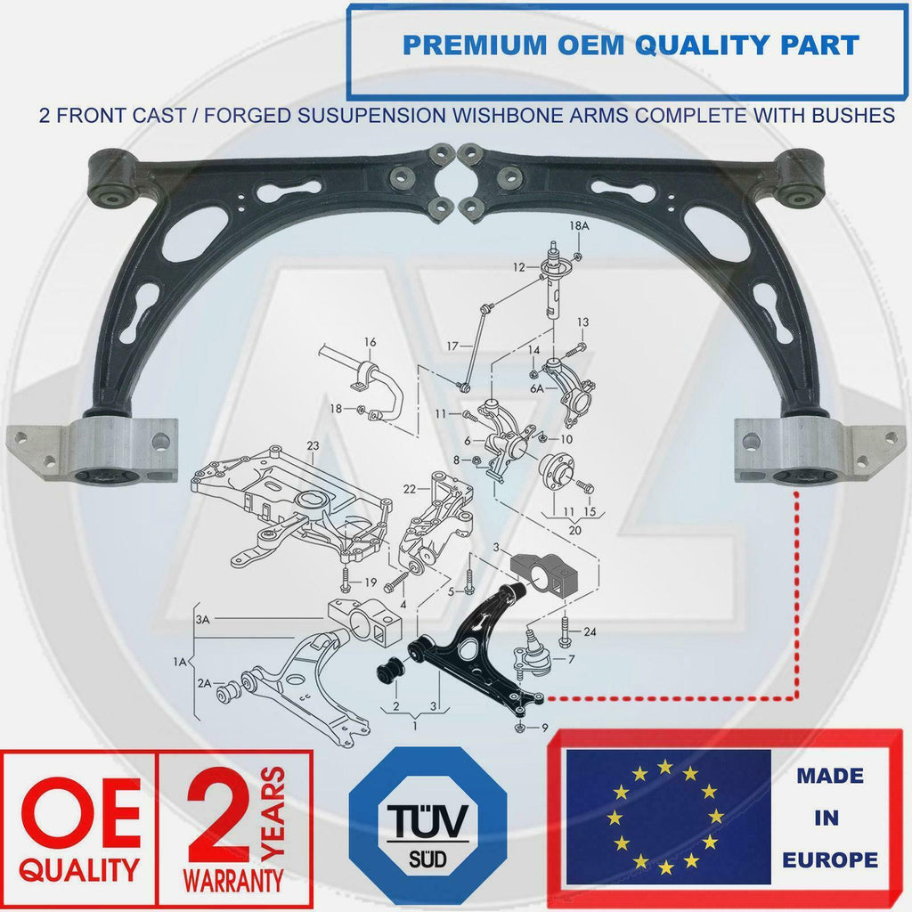 FOR VW GOLF MK5 FRONT LOWER LEFT RIGHT SUSPENSION WISHBONE CONTROL ARMS BUSHES
