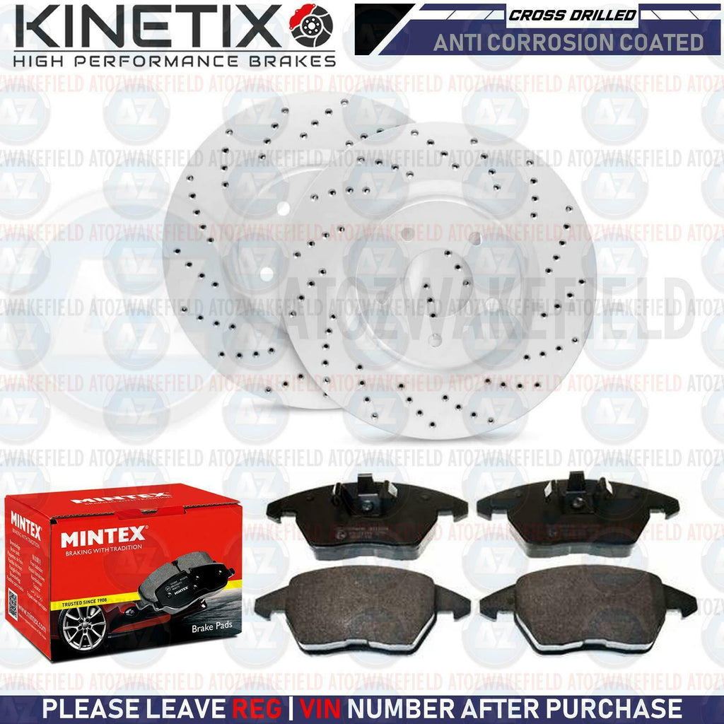 FOR AUDI S1 VW POLO GTI FRONT DRILLED PERFORMANCE BRAKE DISCS MINTEX PADS 310mm
