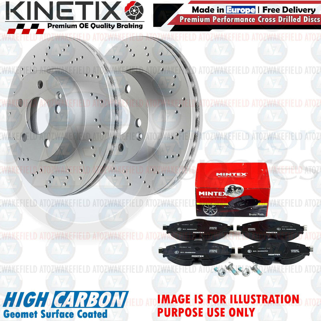 FOR VW UP 1.0 GTi 2017- FRONT CROSS DRILLED BRAKE DISCS MINTEX PADS 288mm