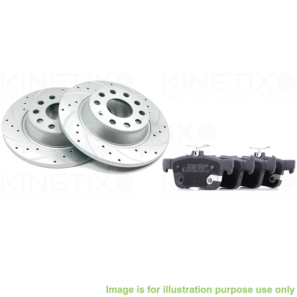 FOR FORD FOCUS 1.0 ECOBOOST 1.5 ECOBLUE DRILLED GROOVED REAR BRAKE DISCS PADS