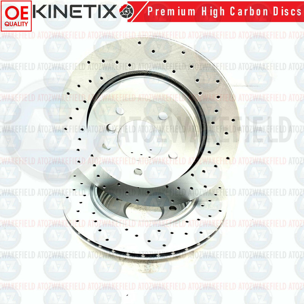 FOR BMW 5 6 SERIES E60 E61 E63 E64 CROSS DRILLED REAR BRAKE DISCS PAIR 320mm
