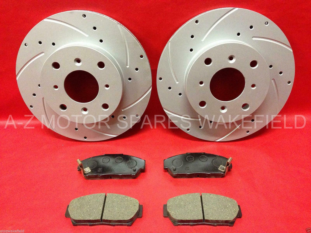 For Honda Integra 1.8 DC2 Type R UK + JDM front grooved brake discs pads 4 STUD