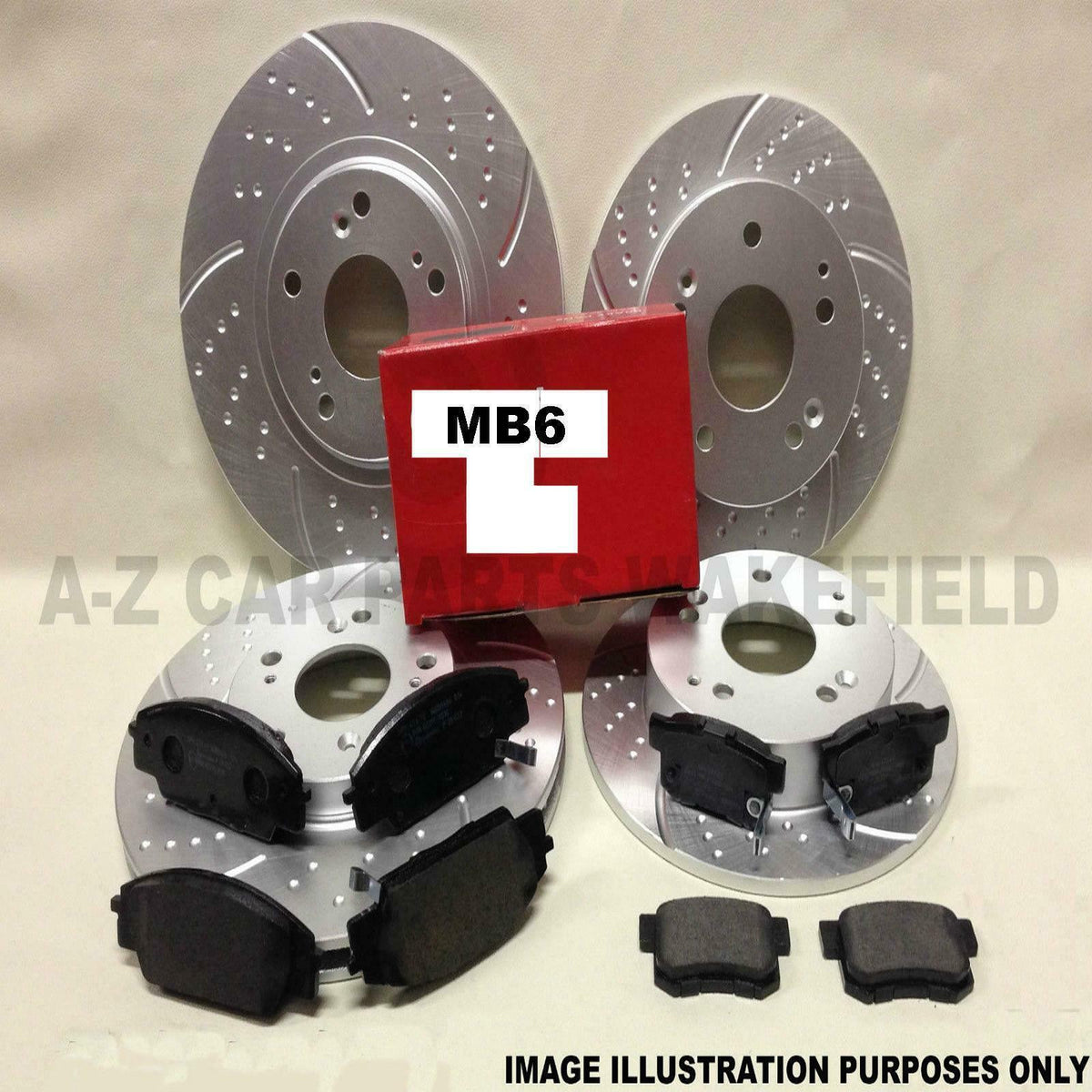 For Honda civic 1.8 VTI MB6 front and rear grooved brake discs pads 4 Stud