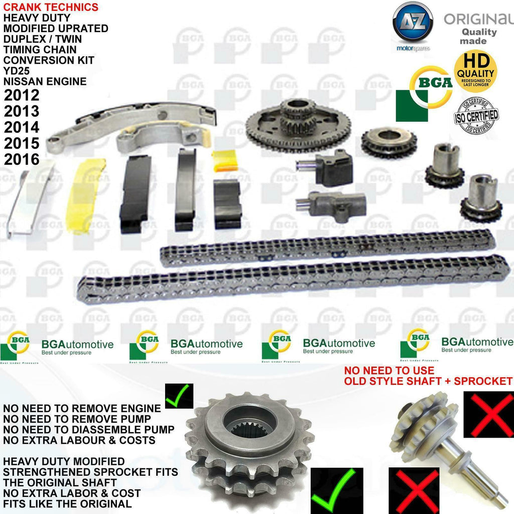 FOR NISSAN NAVARA 2.5 DIESEL YD25 BGA TIMING CHAIN CONVERSION KIT DUPLEX 2012-16