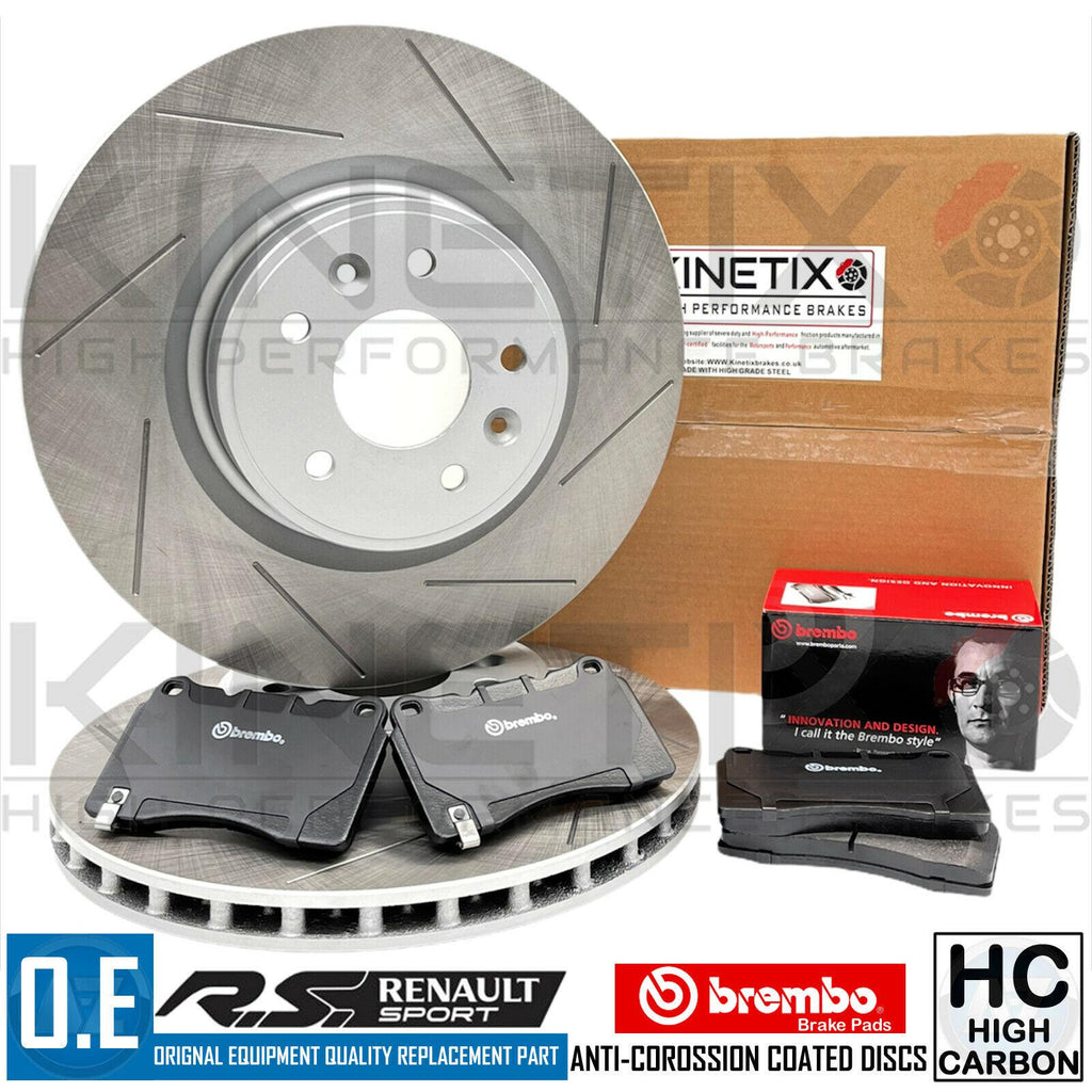 For Renault Megane Sport RS250 RS265 RS275 Front Grooved Brake Discs Brembo Pads