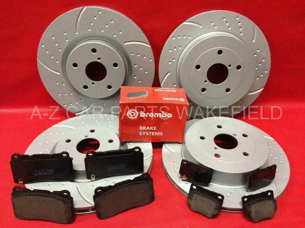 For Subaru impreza 2.0 turbo wrx sti grooved front rear brake discs pads shoes