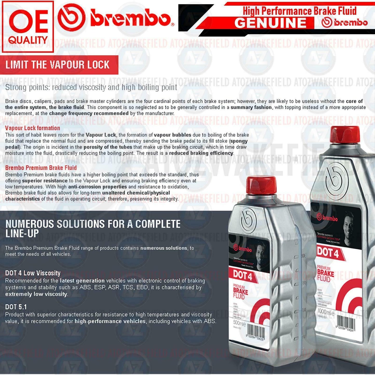 High Performance Brembo Fully Synthetic Brake And Clutch Fluid Dot 4 5L 5 Litres