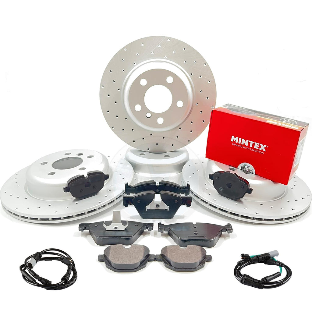 FOR BMW 518d 520d 525d 520i F10 F11 DRILLED FRONT REAR BRAKE DISCS MINTEX PADS