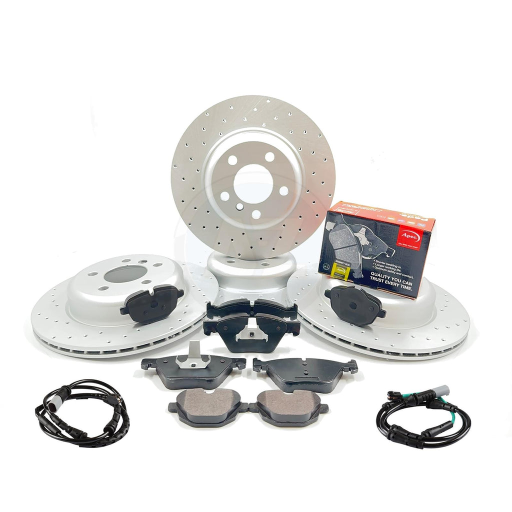 FOR BMW 518d 520d 525d 520i F10 F11 DRILLED FRONT REAR BRAKE DISCS APEC PADS