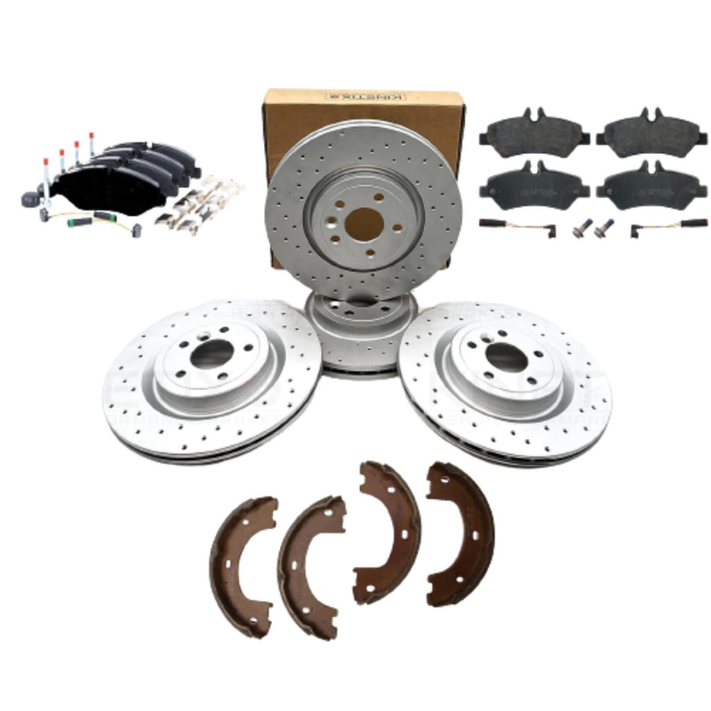 FOR MERCEDES SPRINTER VW CRAFTER 2006- FRONT REAR BRAKE DISCS PADS SHOES SENSORS