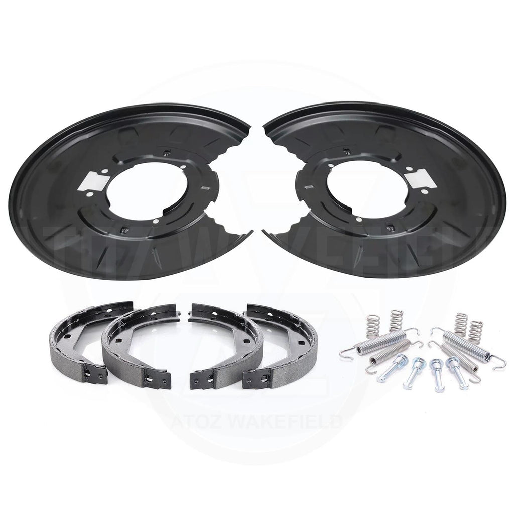 REAR DISC BRAKE BACKING PLATES SHOES & FITTING KIT FOR BMW E46 330i 330d X3 E83