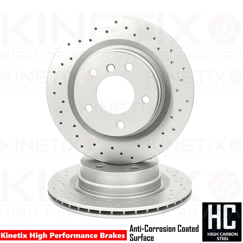 FOR BMW 1/2/3/4 SERIES M SPORT CROSS DRILLED REAR BRAKE DISCS PAIR 300mm