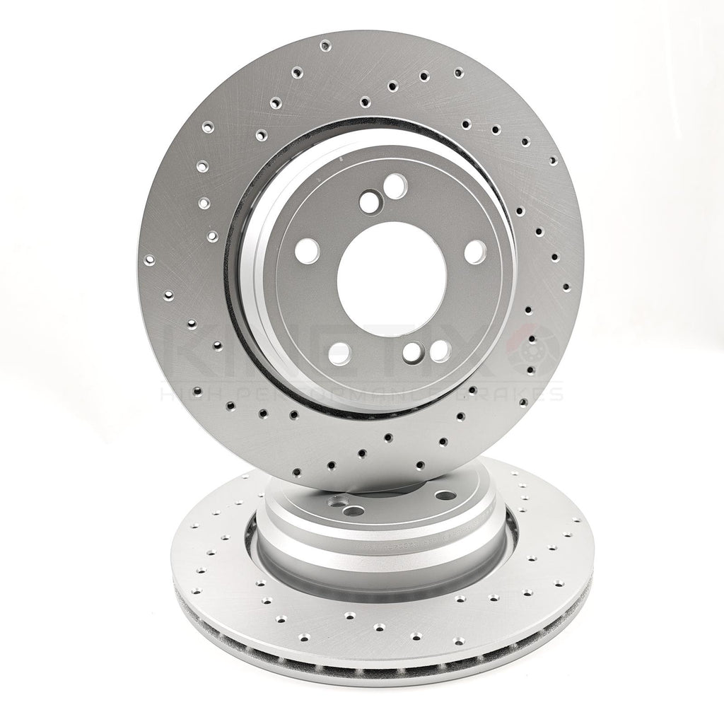 FOR BMW M3 3.2 E46 REAR BRAKE DISCS CROSS DRILLED KINETIX PERFORMANCE PAIR SET 2