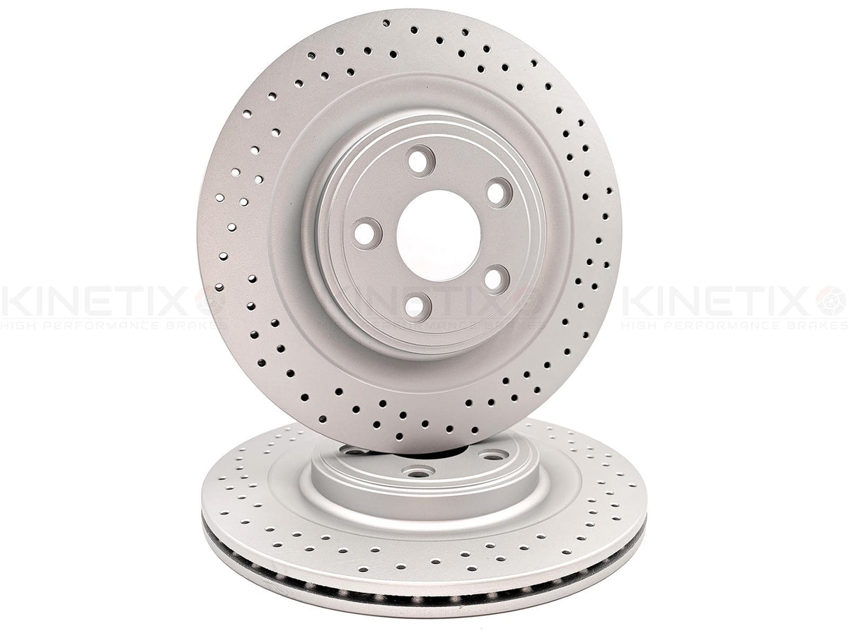 FOR JAGUAR XF 3.0 REAR DRILLED PERFORMANCE HIGH CARBON BRAKE DISCS PAIR 326mm