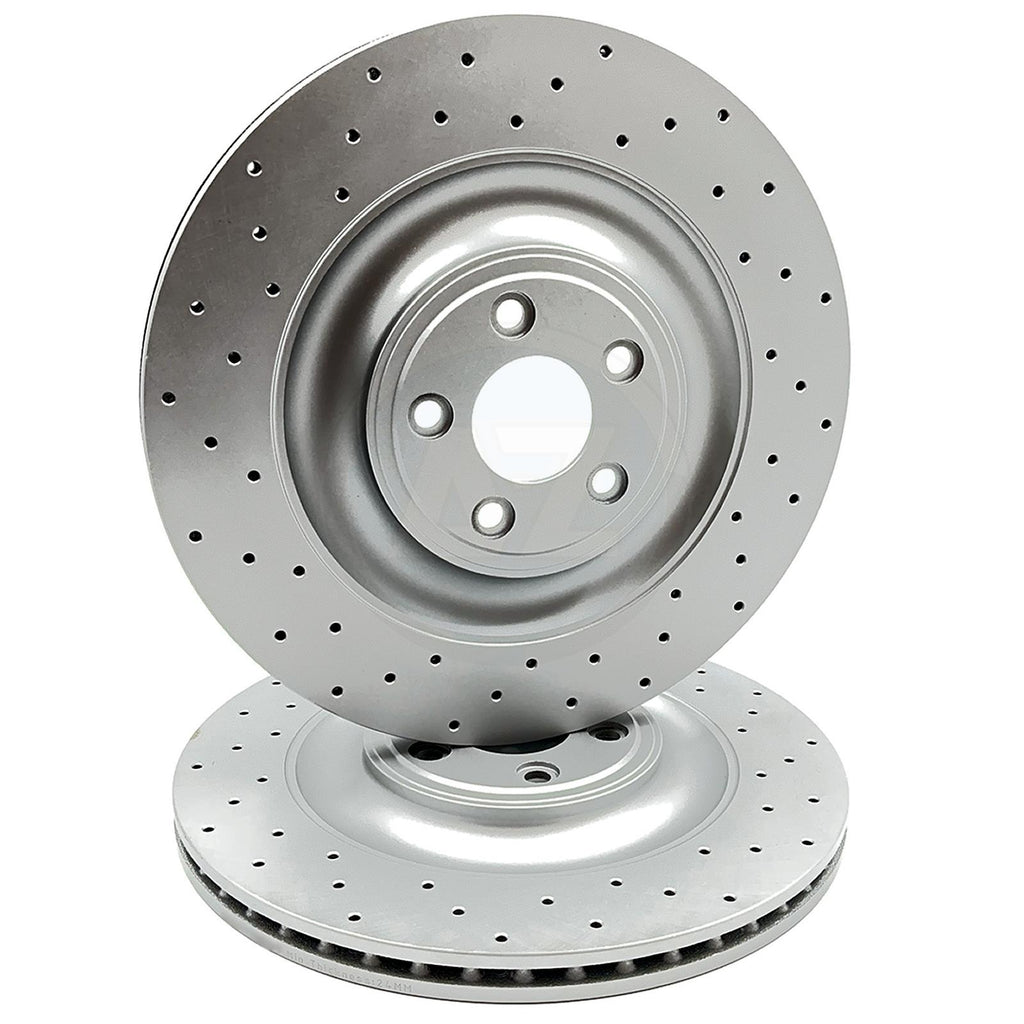 FOR JAGUAR XF XFR-S XJ SCV8 XKR XKR-S REAR DRILLED PERFORMANCE BRAKE DISCS 376m