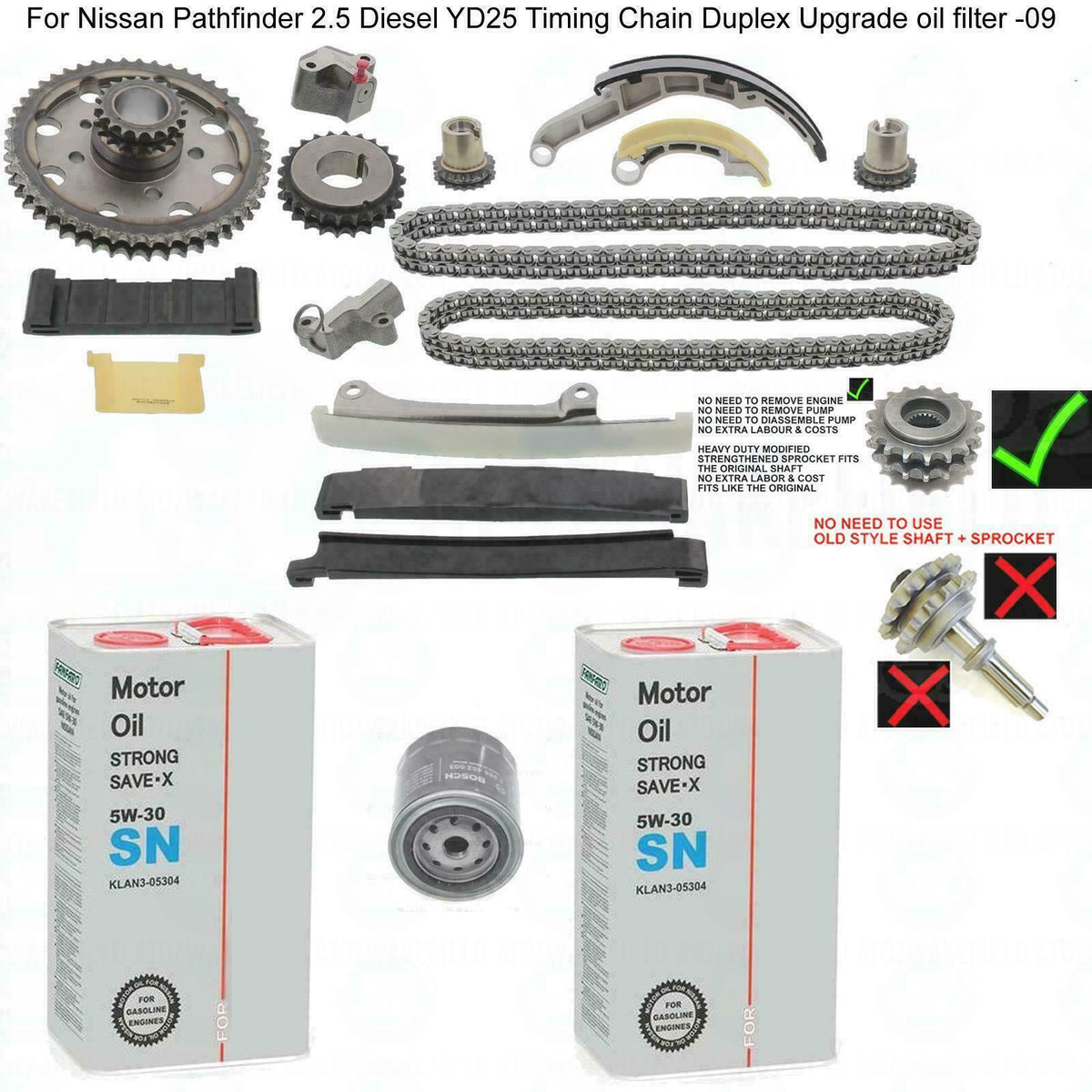 For Nissan Pathfinder 2.5 Diesel YD25 Timing Chain Duplex Upgrade oil filter -09