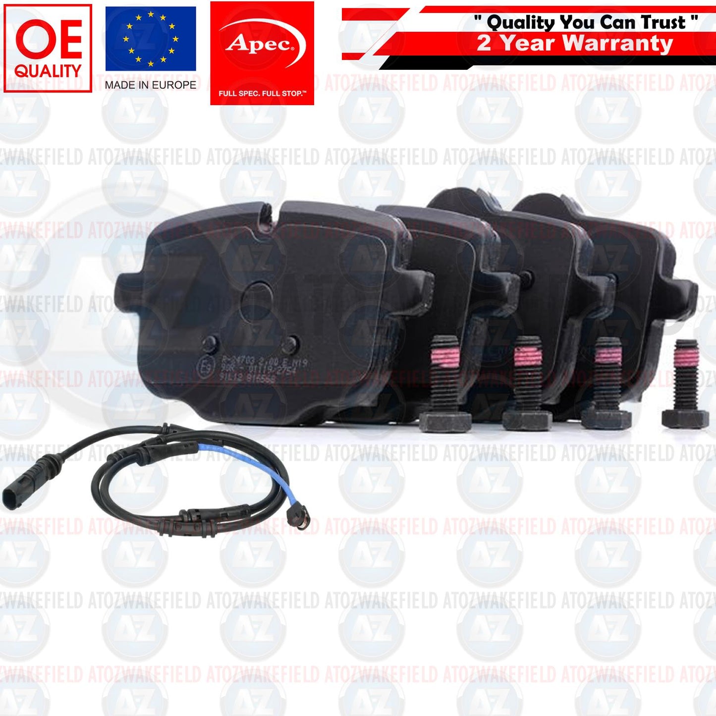 FOR BMW 5 6 7 8 SERIES M5 M6 M8 X3 X4 X5 X6 X7 APEC REAR BRAKE PADS WIRE SENSOR