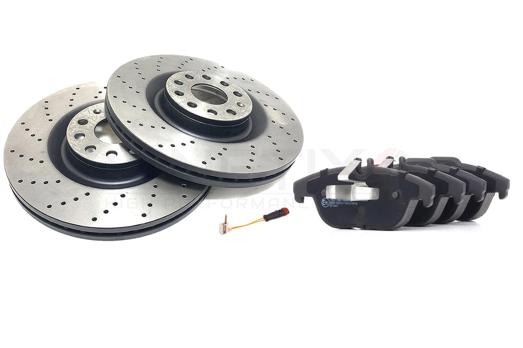 FOR MERCEDES C250 C300 C320 C350 AMG SPORT DRILLED REAR BRAKE DISCS PADS 300mm