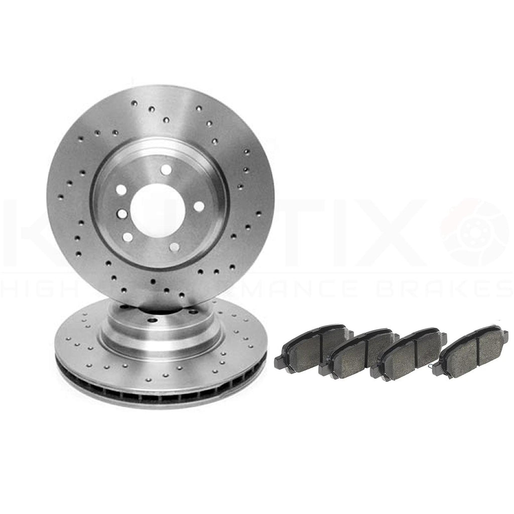 FOR NISSAN ELGRAND E51 02-10 3.5i 2.5i DRILLED REAR BRAKE DISCS PADS 308mm