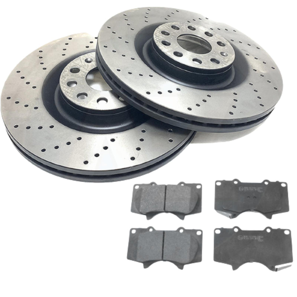 FOR TOYOTA HILUX INVINCIBLE 2015- CROSS DRILLED FRONT BRAKE DISCS PADS 319mm