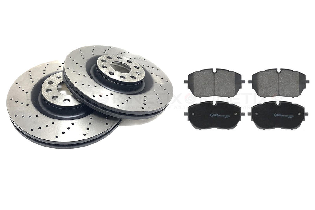 FOR CITROEN DS PEUGEOT VAUXHALL OPEL DRILLED FRONT BRAKE DISCS PADS 330mm