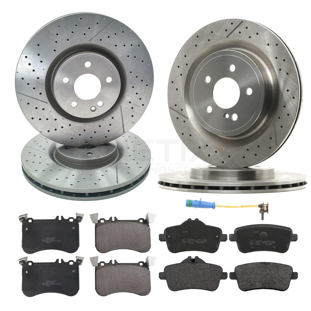 FOR MERCEDES A45 CLA45 GLA45 AMG FRONT REAR BRAKE DISCS PADS SENSORS 350mm 330mm
