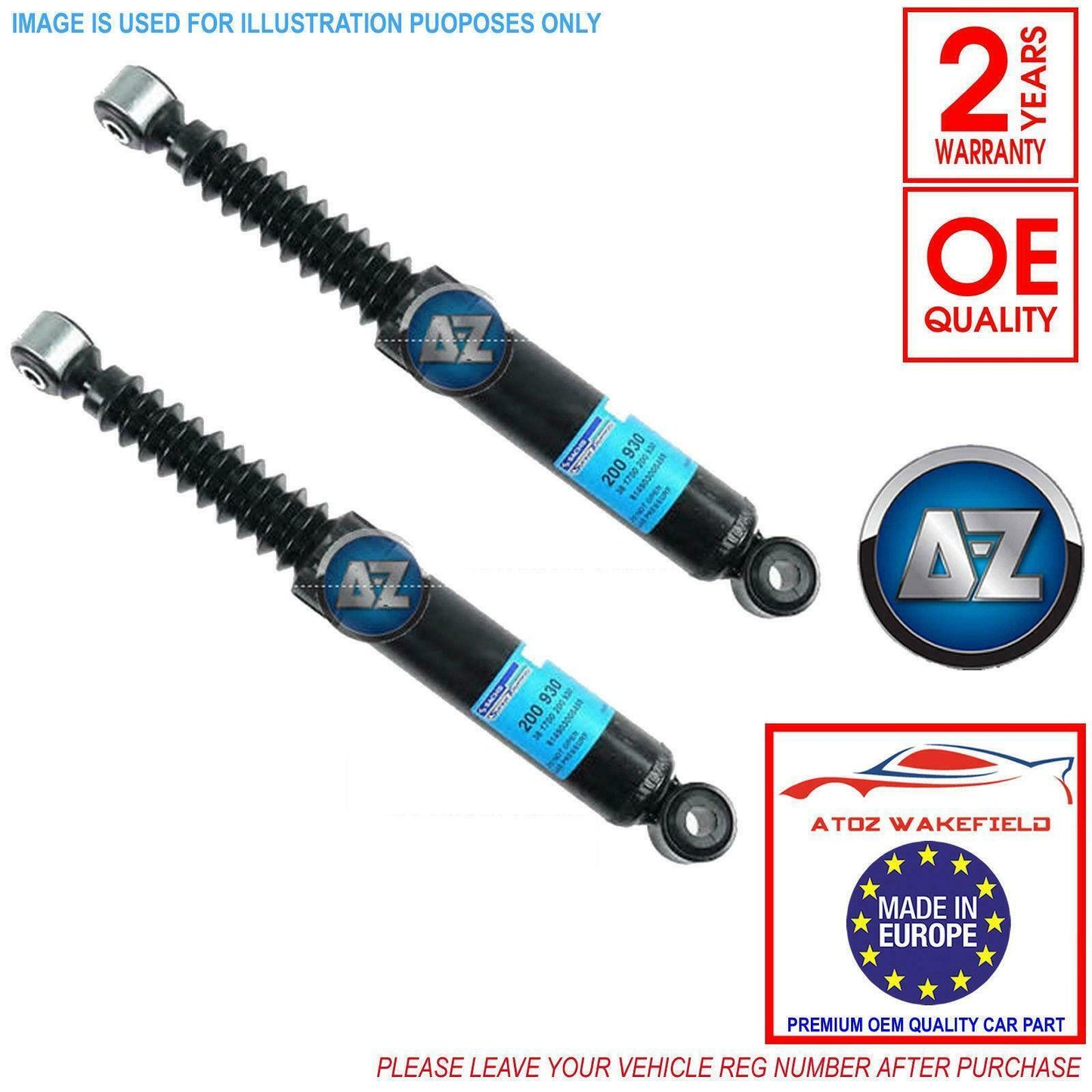 TOYOTA HIACE HI ACE 2.4D 2.4 AWD 1989-1995 REAR SHOCKS ABSORBERS SHOCKERS