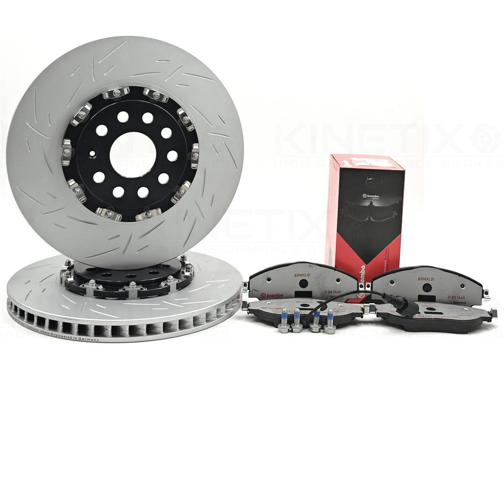 FOR VW GOLF R MK7/7.5 T-ROC R TWO PIECE FLOATING FRONT BRAKE DISCS Xtra PADS