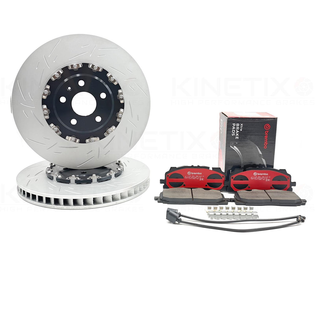 FOR AUDI RS3 8Y 2021- FRONT TWO PIECE FLOATING BRAKE DISCS XTRA PADS 375mm