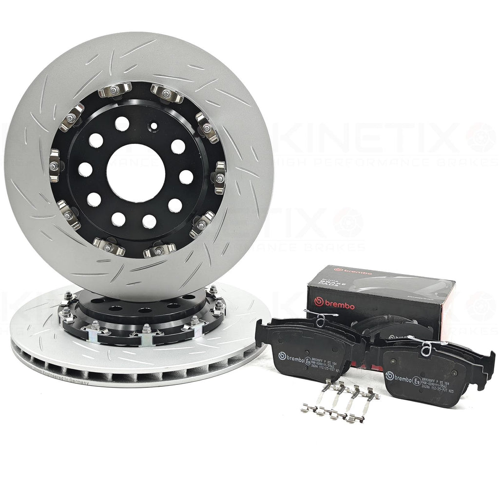 FOR VW GOLF GTI MK8 REAR TWO PIECE FLOATING BRAKE DISCS XTRA PADS 310m X 22mm