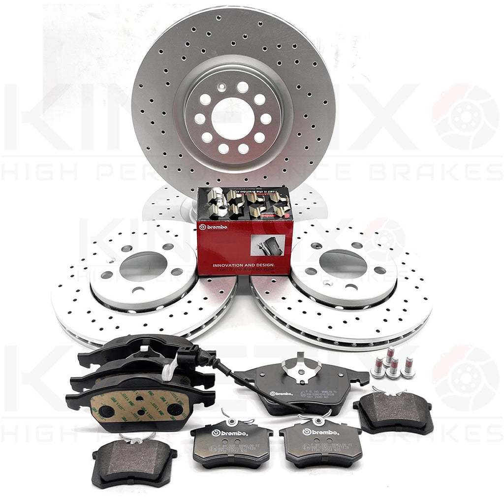 FOR AUDI S3 1.8 TURBO 8L DRILLED FRONT REAR BRAKE DISCS BREMBO PADS 312mm 256mm