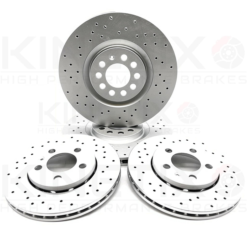 FOR AUDI S3 TT VW GOLF GTi 1.8T DRILLED FRONT REAR BRAKE DISCS 312mm 256mm FR/RR