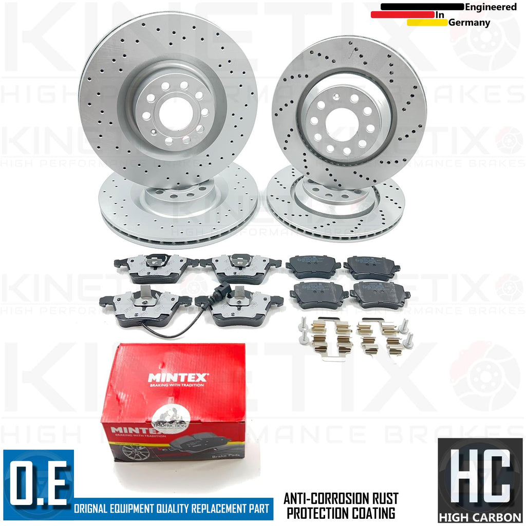 FOR AUDI A3 3.2 V6 8P DRILLED FRONT REAR BRAKE DISCS MINTEX PADS 345mm 310mm