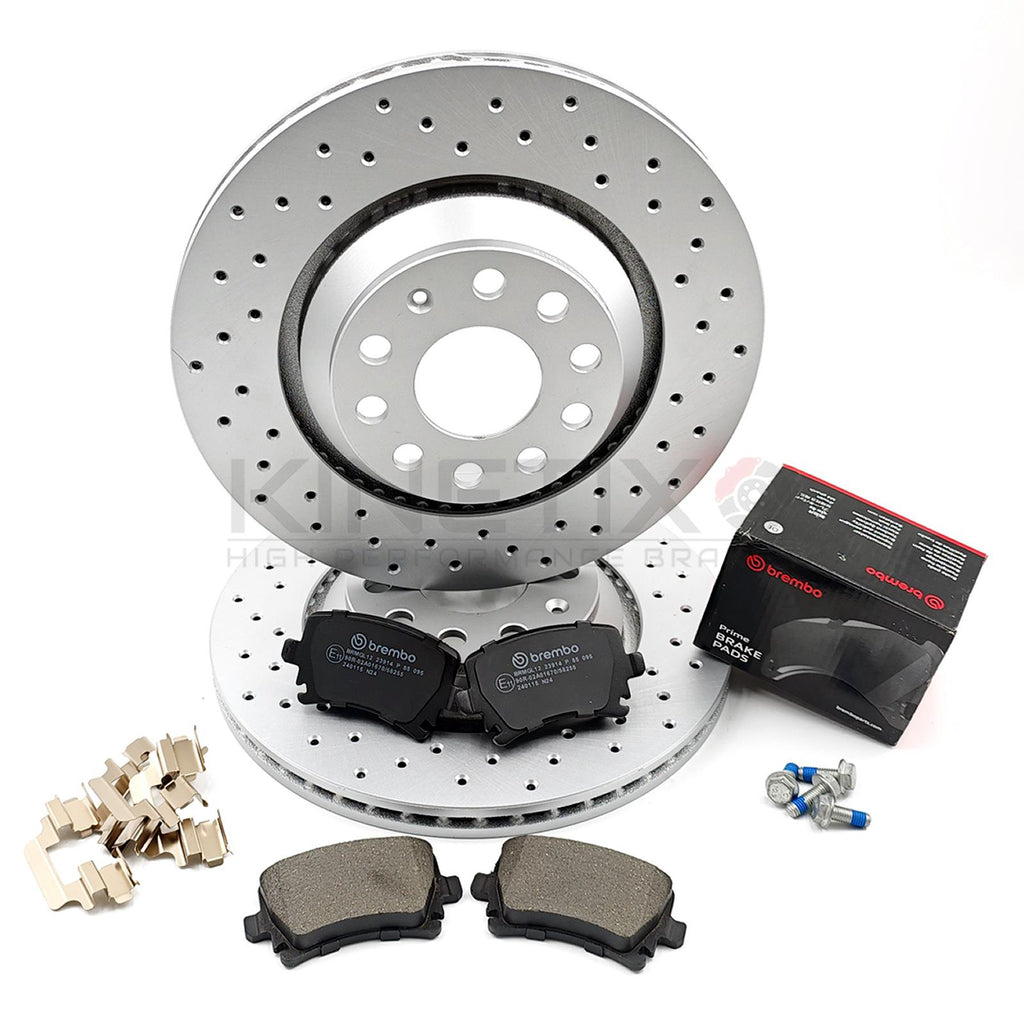FOR AUDI RS3 8P 11-2012 CROSS DRILLED REAR BRAKE DISCS BREMBO PADS 310mm X 22mm