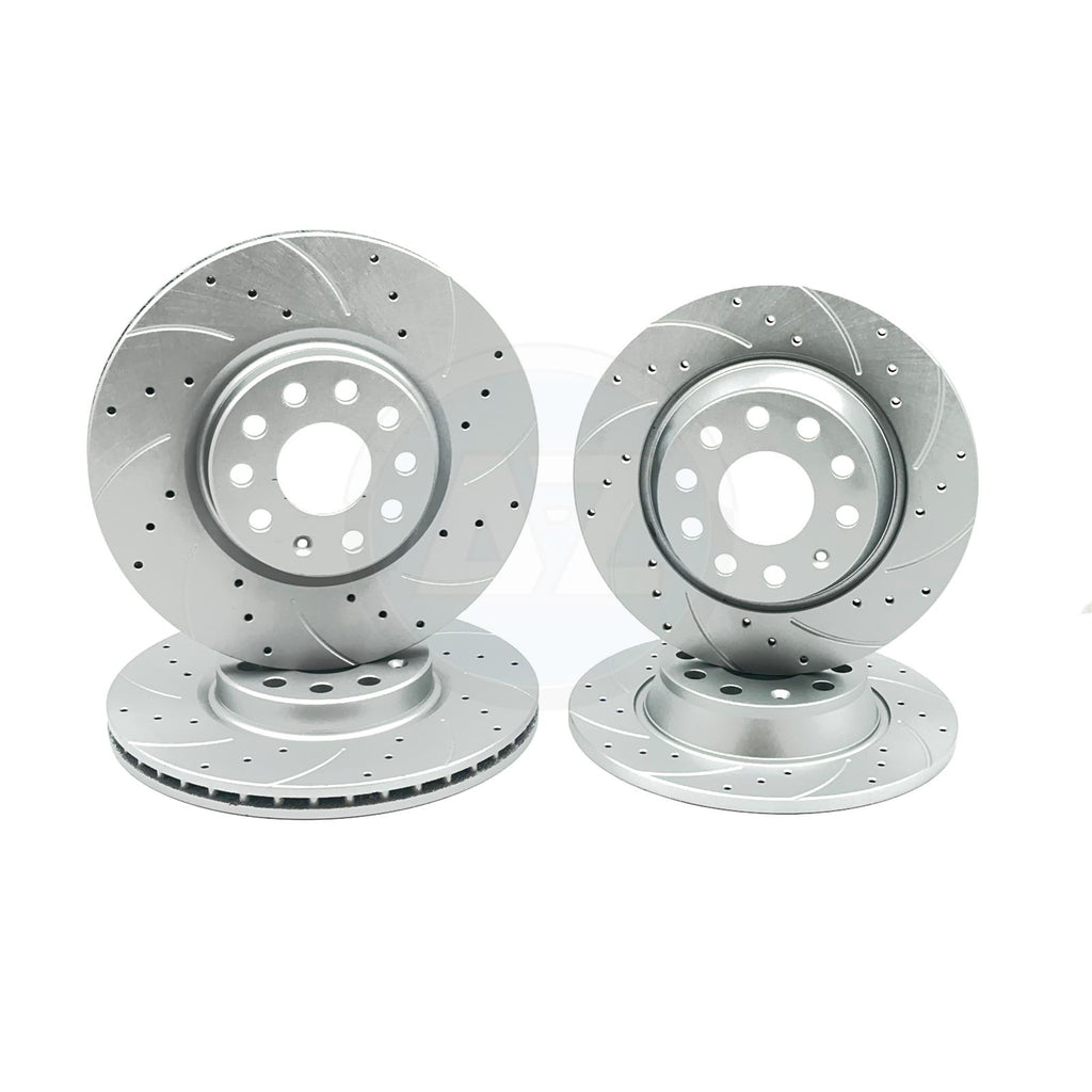 FOR VW GOLF GTI MK7 DRILLED GROOVED FRONT REAR BRAKE DISCS 312mm 300mm