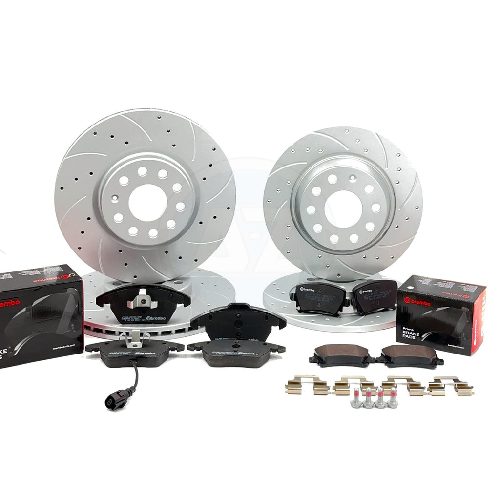 FOR VW TIGUAN (5N) 2007-2018 FRONT REAR DRILLED GROOVED BRAKE DISCS BREMBO PAD