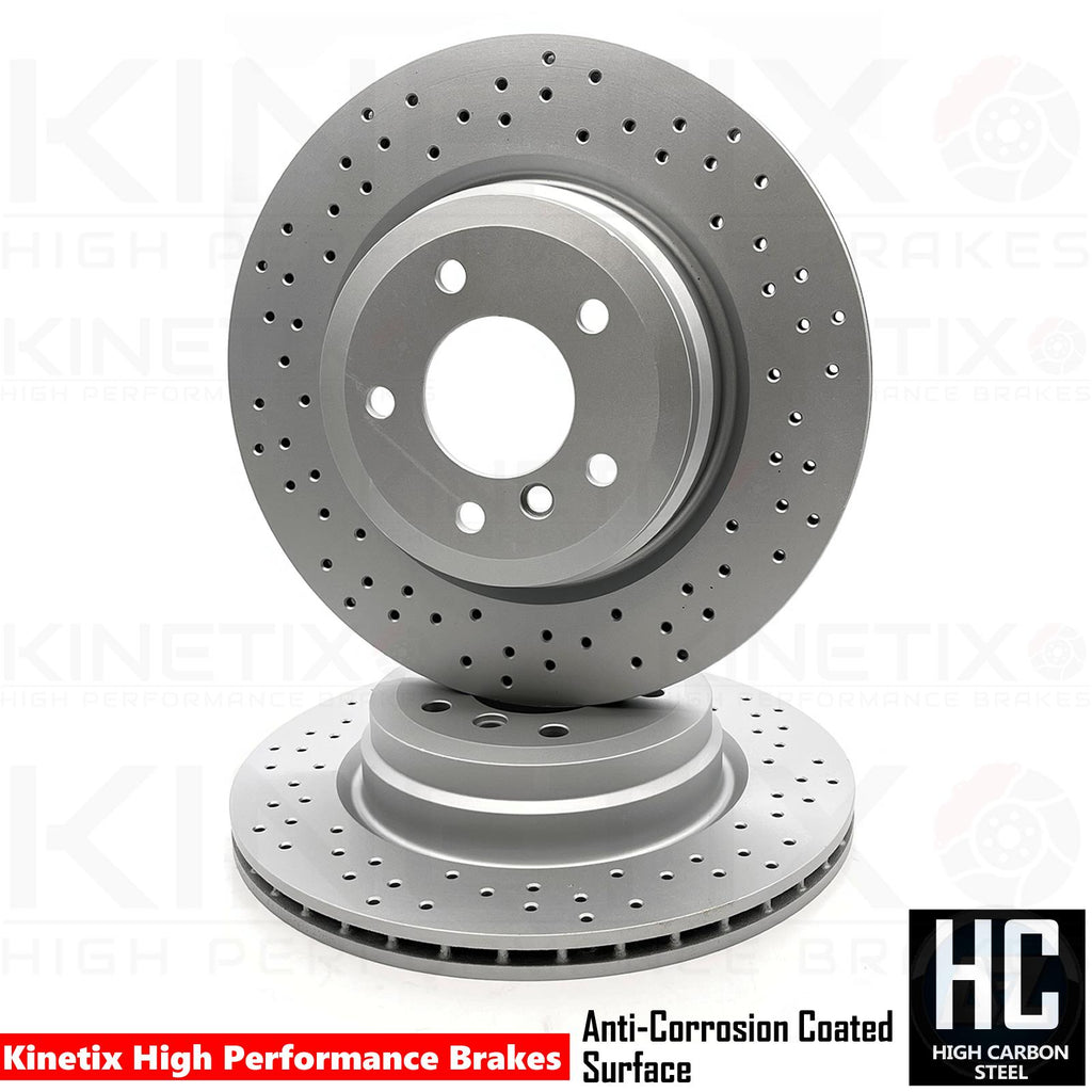 FOR BMW 330i 330d 335i 335d E90 E91 E92 E93 CROSS DRILLED REAR BRAKE DISCS PAIR