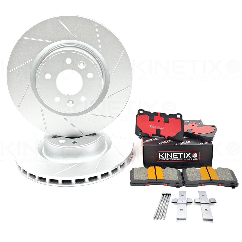 FOR MEGANE SPORT RS250 RS265 RS275 GROOVED FRONT BRAKE DISCS CERAMIC PADS 340mm