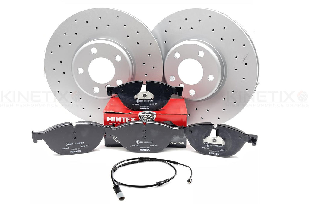 FOR BMW 530d 535d 640d FRONT LEFT RIGHT DRILLED BRAKE DISCS BREMBO PADS 348mm