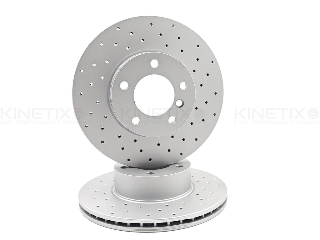 FOR BMW 320d E90 E91 M SPORT FRONT CROSS DRILLED BRAKE DISCS PAIR 312mm COATED