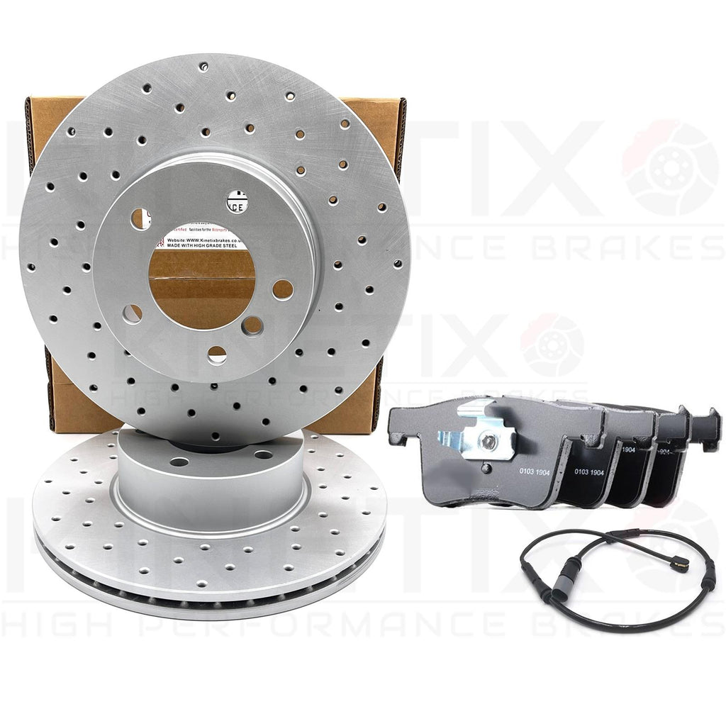 FOR BMW X1 16d E84 M SPORT FRONT CROSS DRILLED BRAKE DISCS PADS SENSOR 312mm