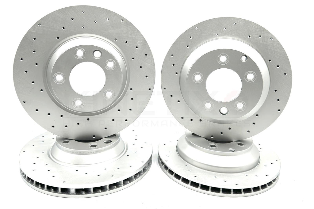 FOR VW TOUAREG 3.6 V6 04-10 CROSS DRILLED FRONT REAR BRAKE DISCS 350mm 330mm